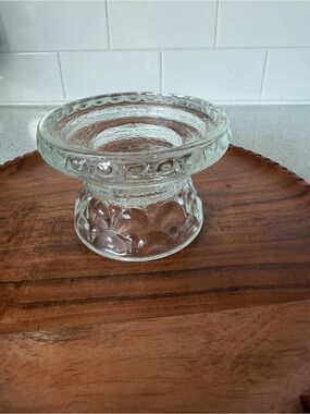 Clear Textured Glass Candle holder or Fairy Lamp base